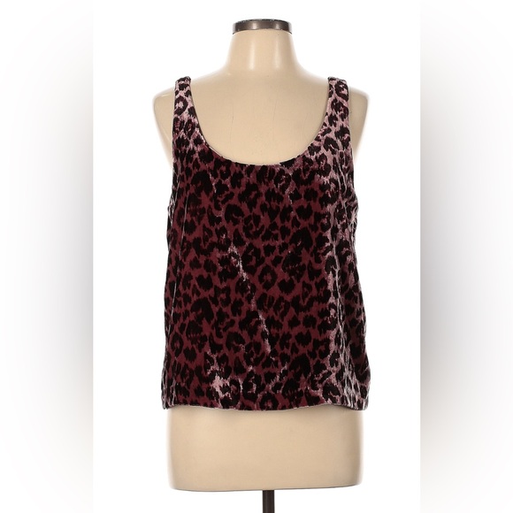 J. Crew Always Tank Velvet Animal/Leopard Sleeveless Pink Black Top Size 2 - Picture 3 of 8